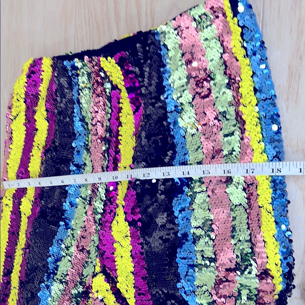 FOREVER 21 l Sequin Striped Pants Retro High Waist Straight Let 80s 90s Size L - Picture 14 of 16